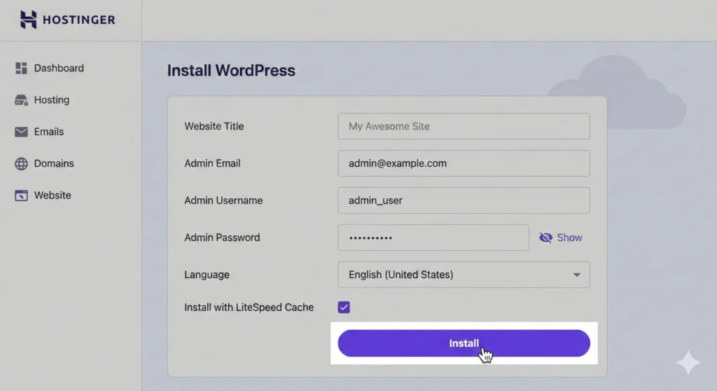 Installing WordPress on Hostinger